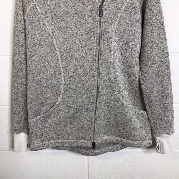 Zella Womens Gray Sweater Knit Asymmetrical ZIp Hooded Jacket Athleisure Small - Picture 4 of 12